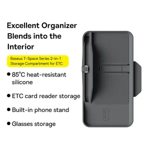 Baseus T-Space 2-in-1 Car Storage Box - Deep Space Gray