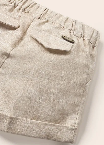 Beige Linen Shorts Set