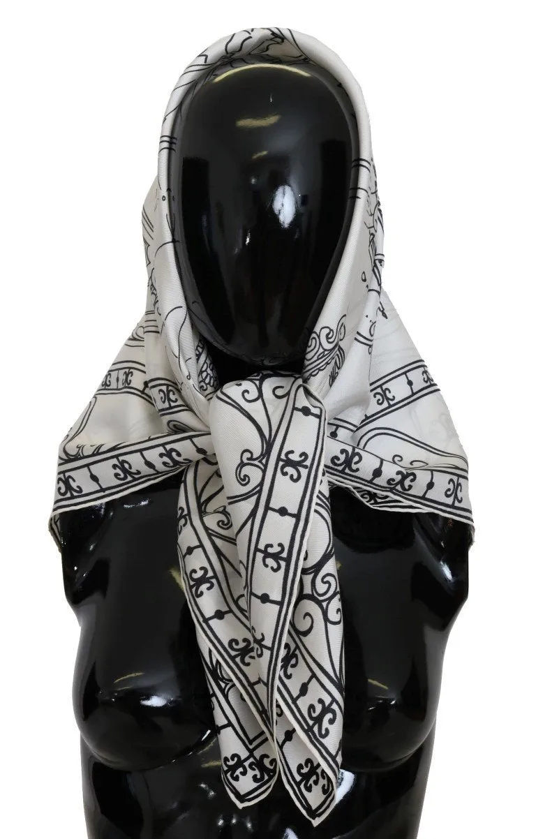 Beige Silk Interior Print Scarf