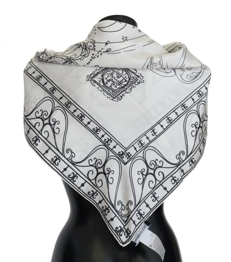 Beige Silk Interior Print Scarf