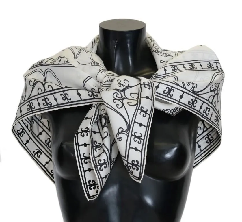Beige Silk Interior Print Scarf