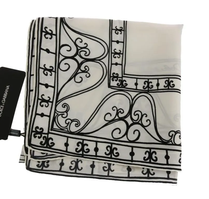 Beige Silk Interior Print Scarf
