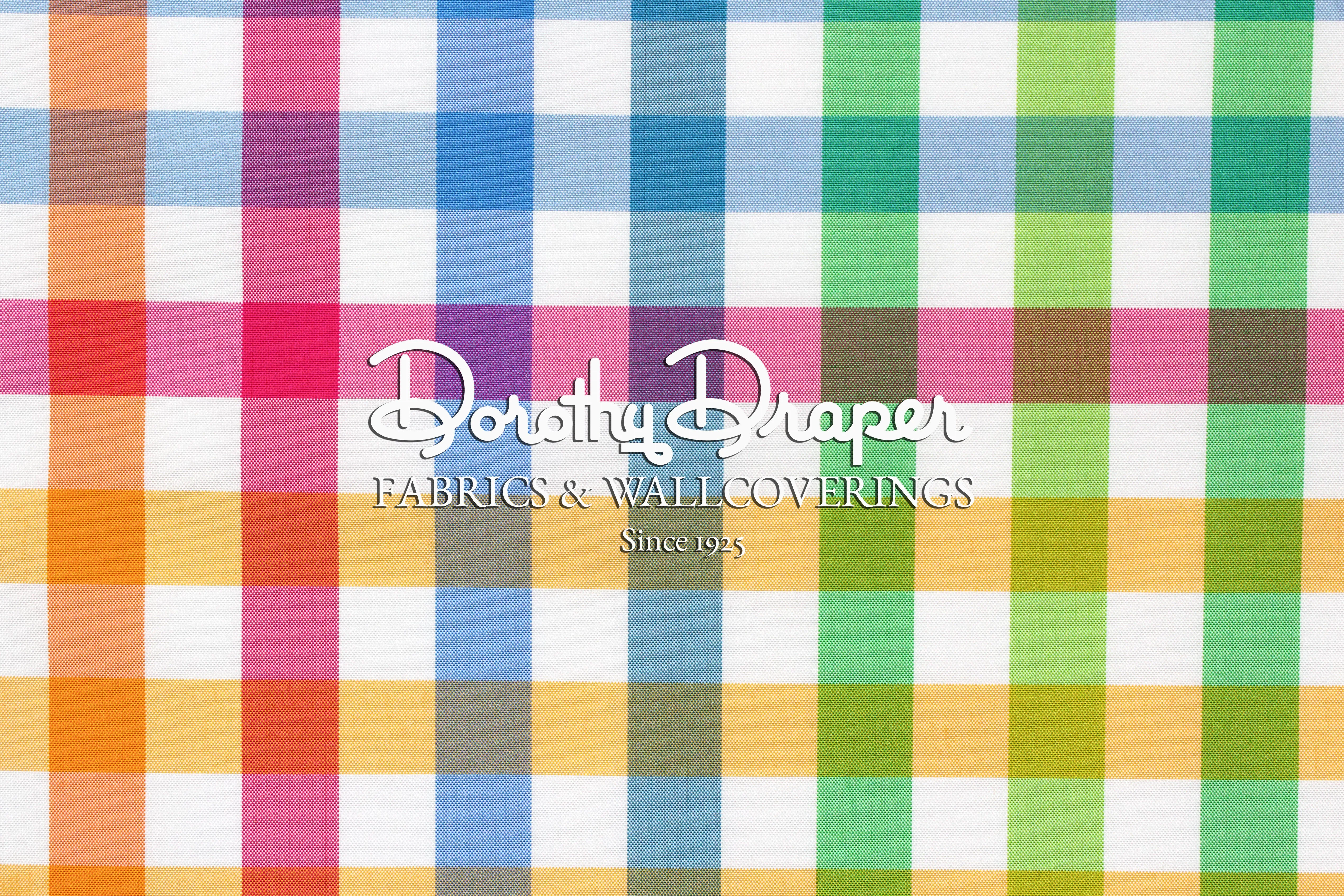Beverly Hills Check Taffeta Silk White Fabric