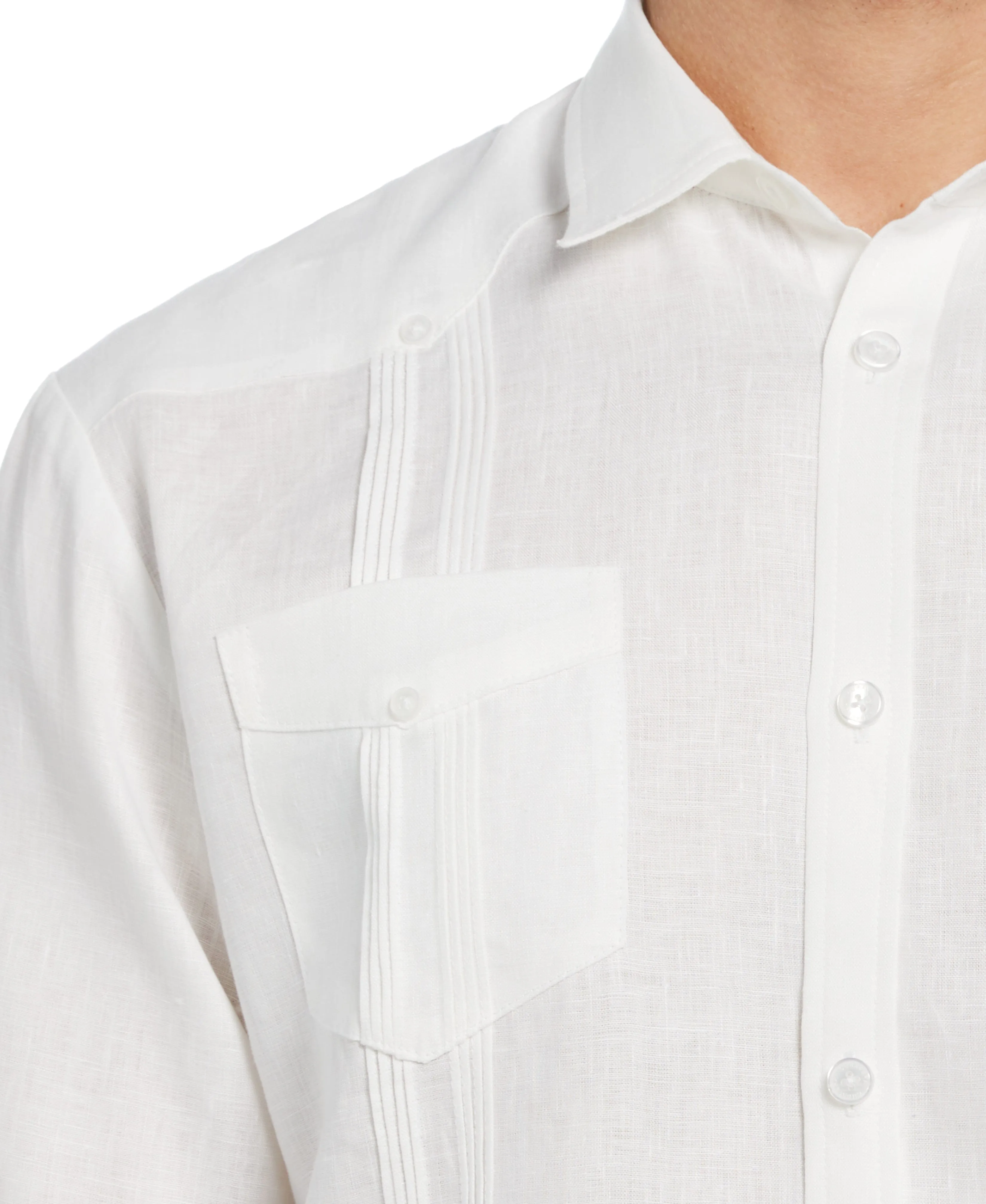 Big & Tall 100% Linen Classic Guayabera Shirt - Long Sleeve