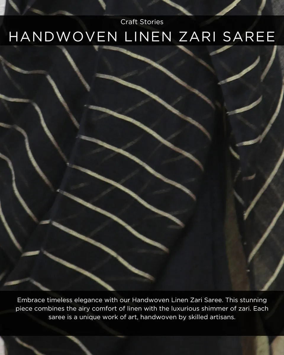 Binodini Handwoven Linen Zari Saree