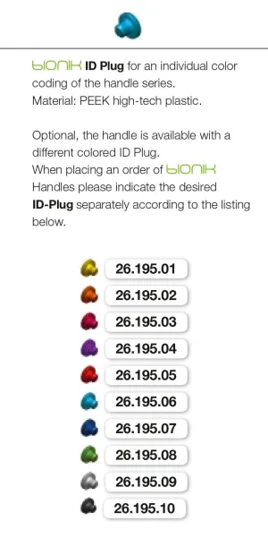 BIONIK ID Plug Color Coding (26.195.01-10)
