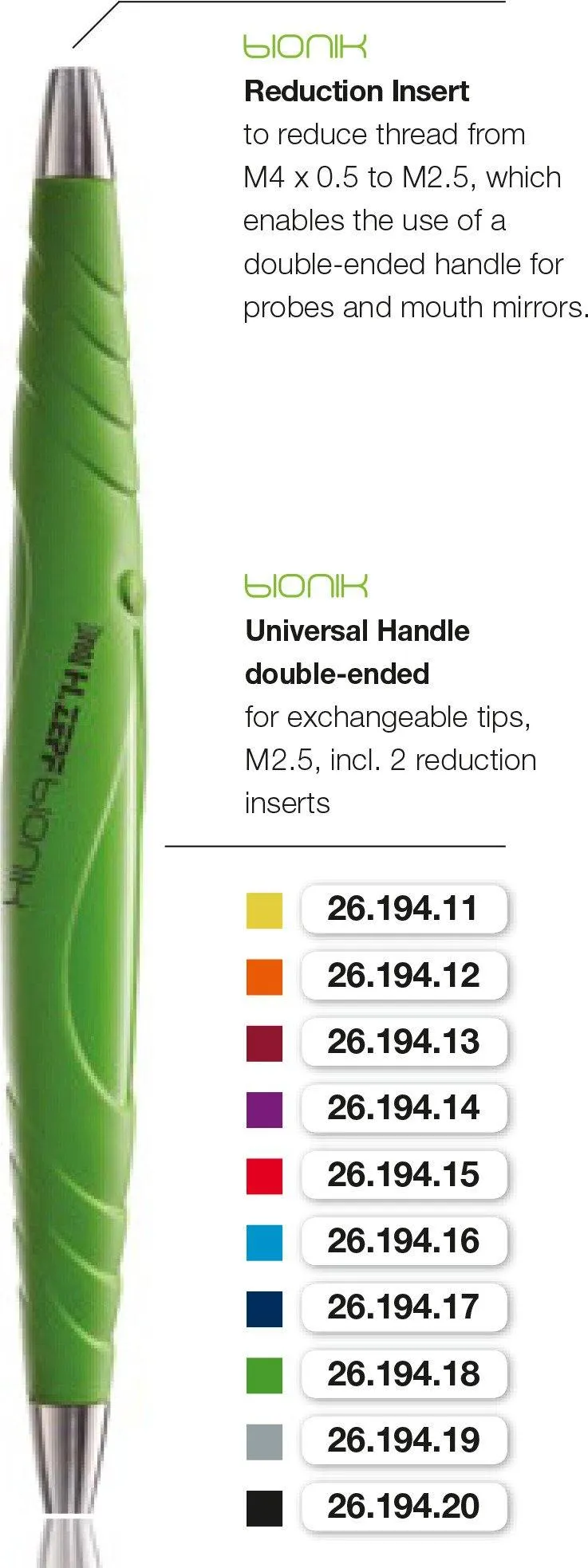 BIONIK Universal Handle Mirror & Probe, Double-Ended (26.194.11-20)