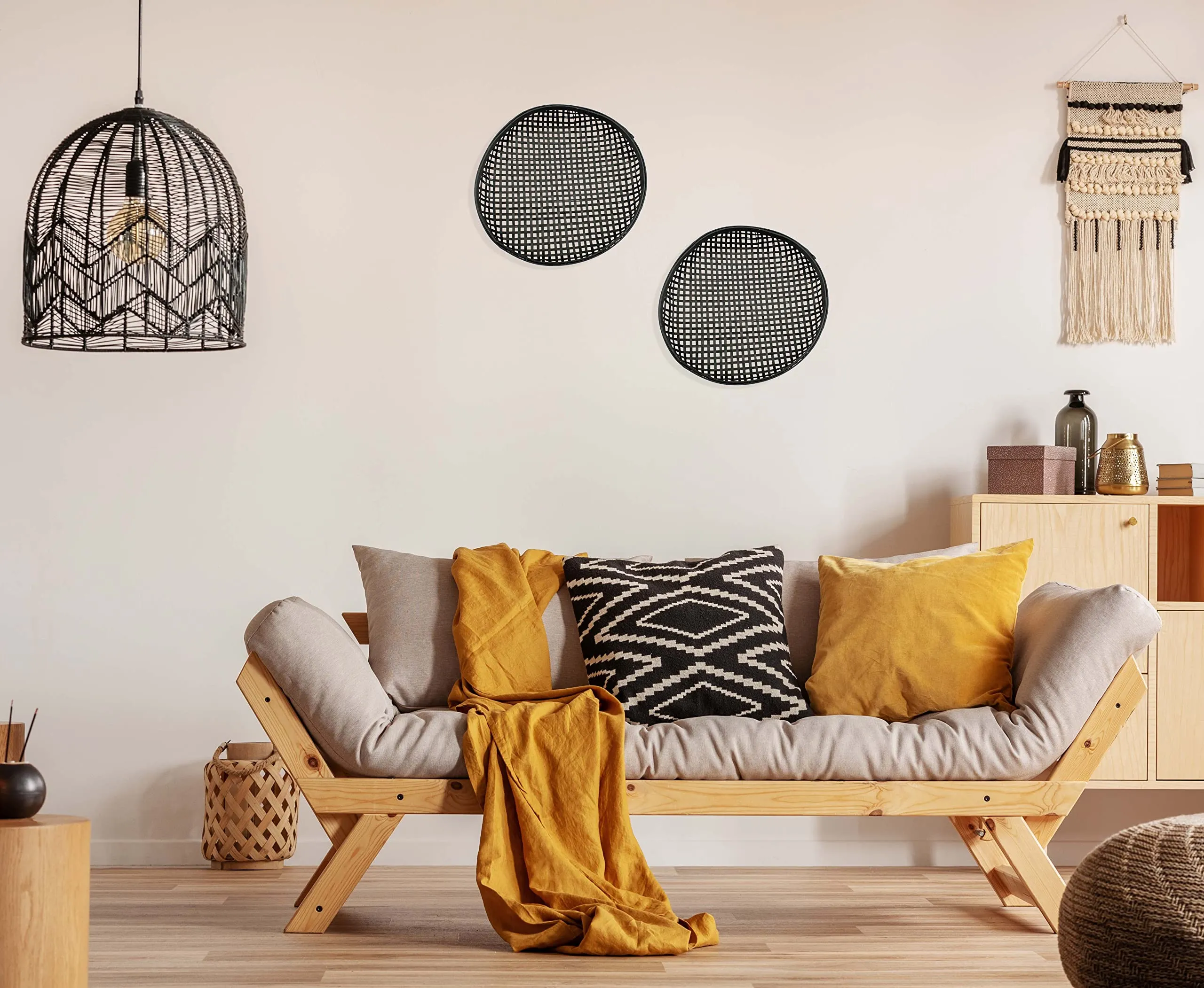 Black Boho Wall Baskets (Case of 6)