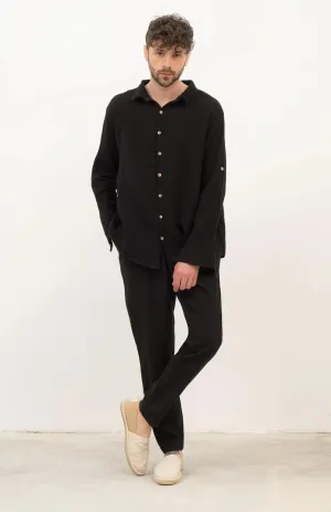 Black Co-ord Set | Cotton Linen Blend