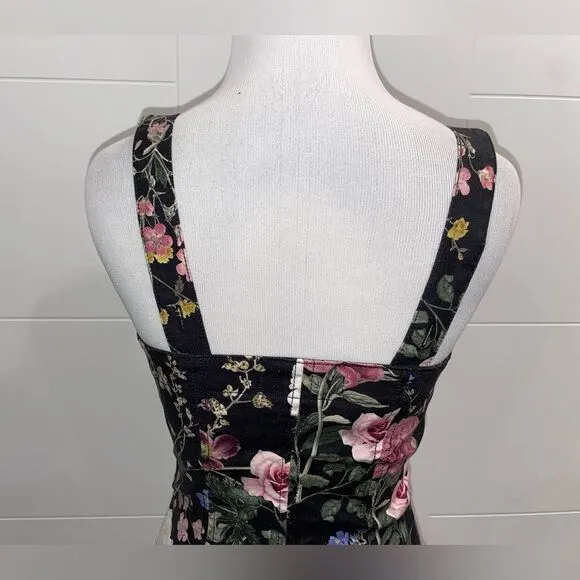Black denim, overalls, Level 99 floral Amelia dress