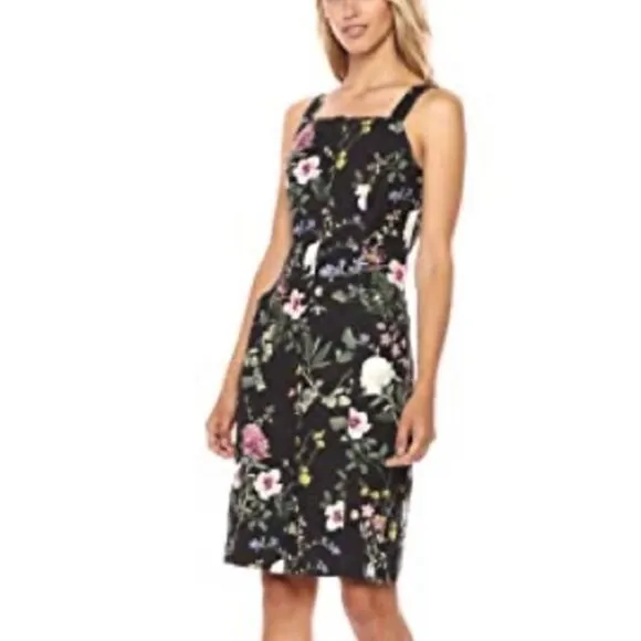 Black denim, overalls, Level 99 floral Amelia dress