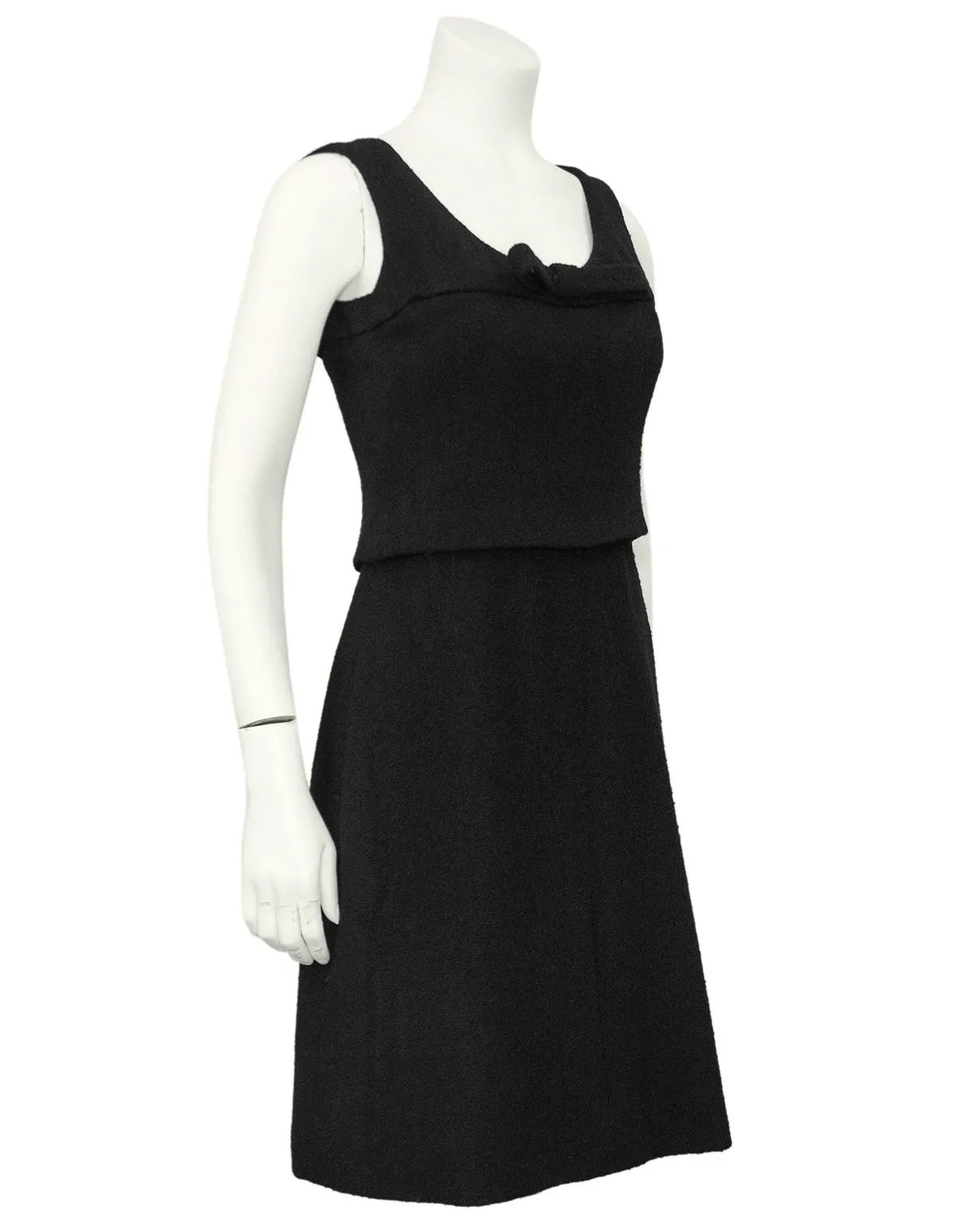 Black Wool Haute Couture Dress with Bow from 1961