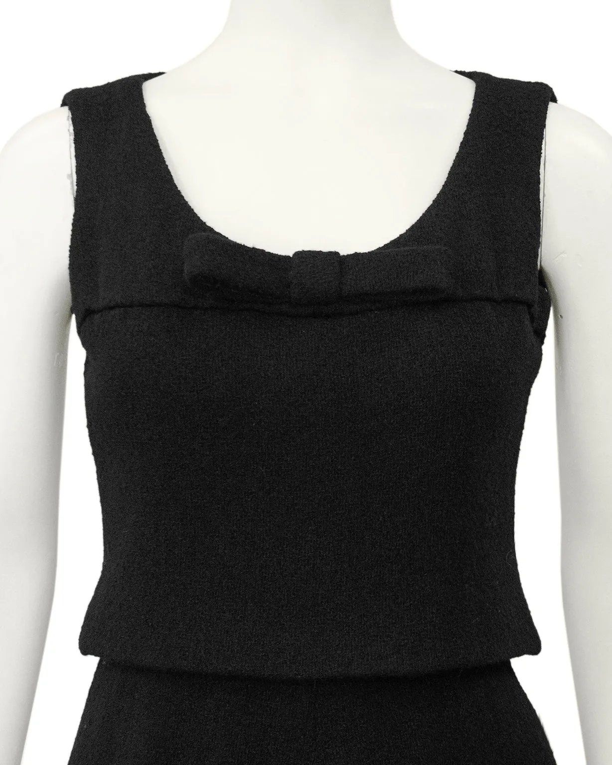 Black Wool Haute Couture Dress with Bow from 1961