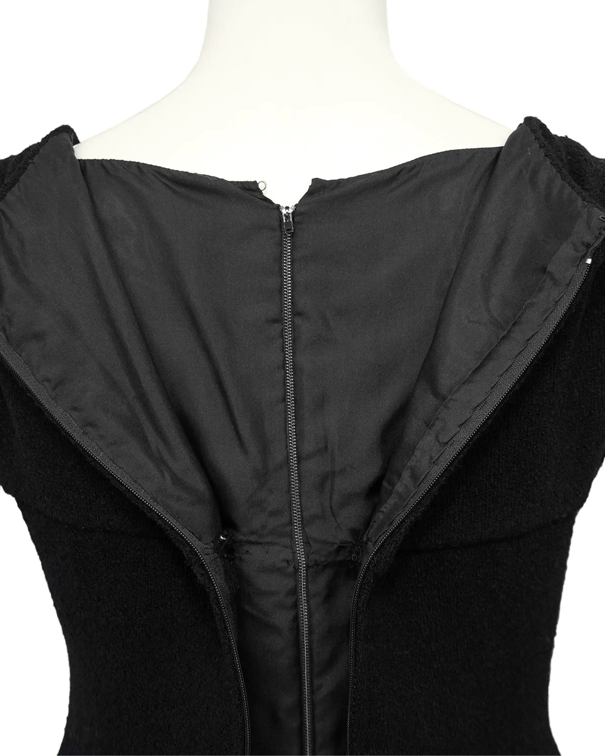 Black Wool Haute Couture Dress with Bow from 1961