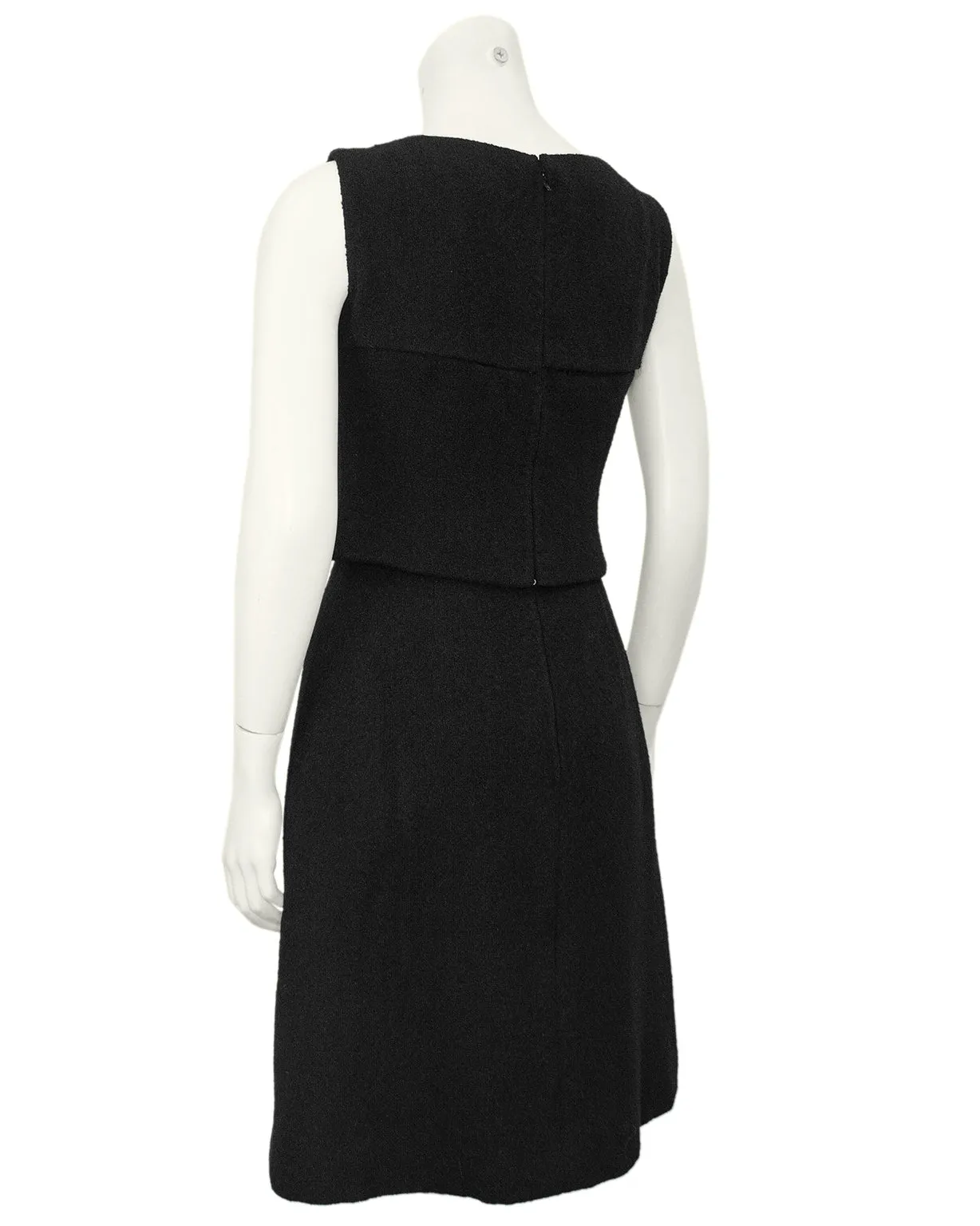Black Wool Haute Couture Dress with Bow from 1961