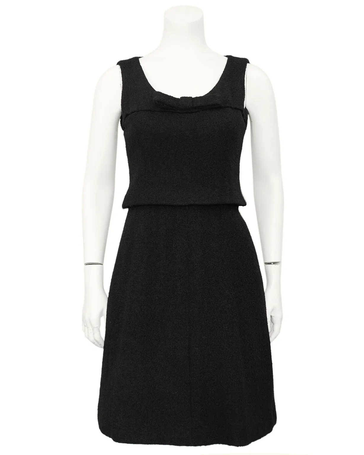 Black Wool Haute Couture Dress with Bow from 1961