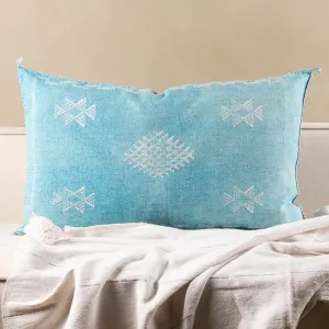Blue Cactus silk pillow cover