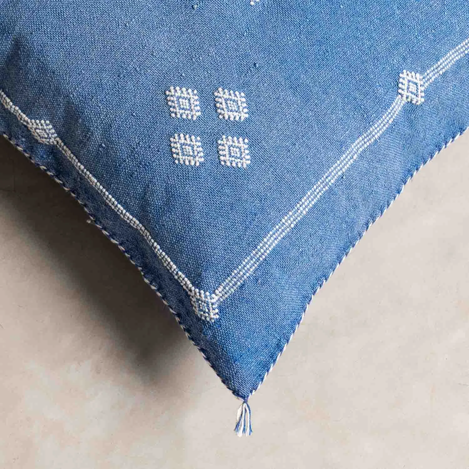 Blue Cactus silk pillow cover