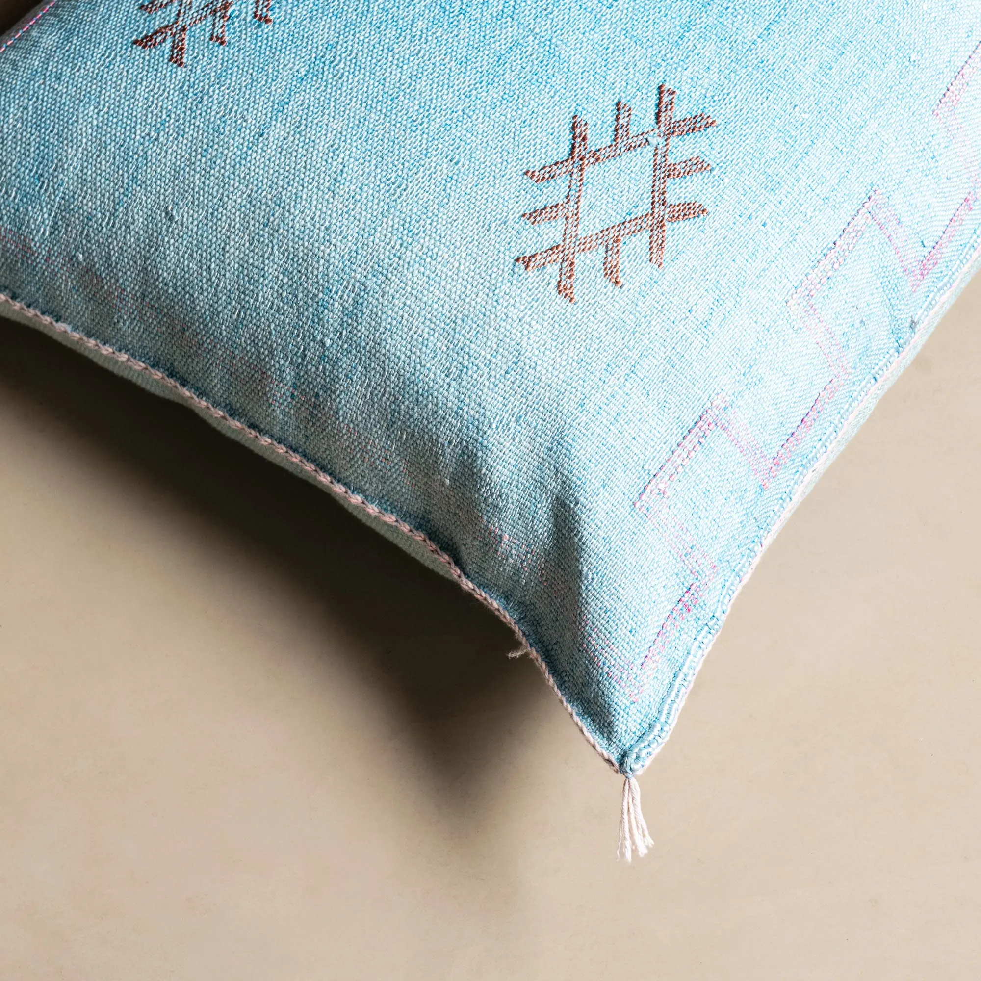 Blue Cactus silk pillow cover