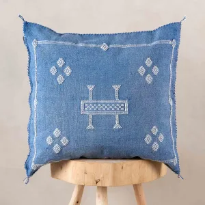 Blue Cactus silk pillow cover