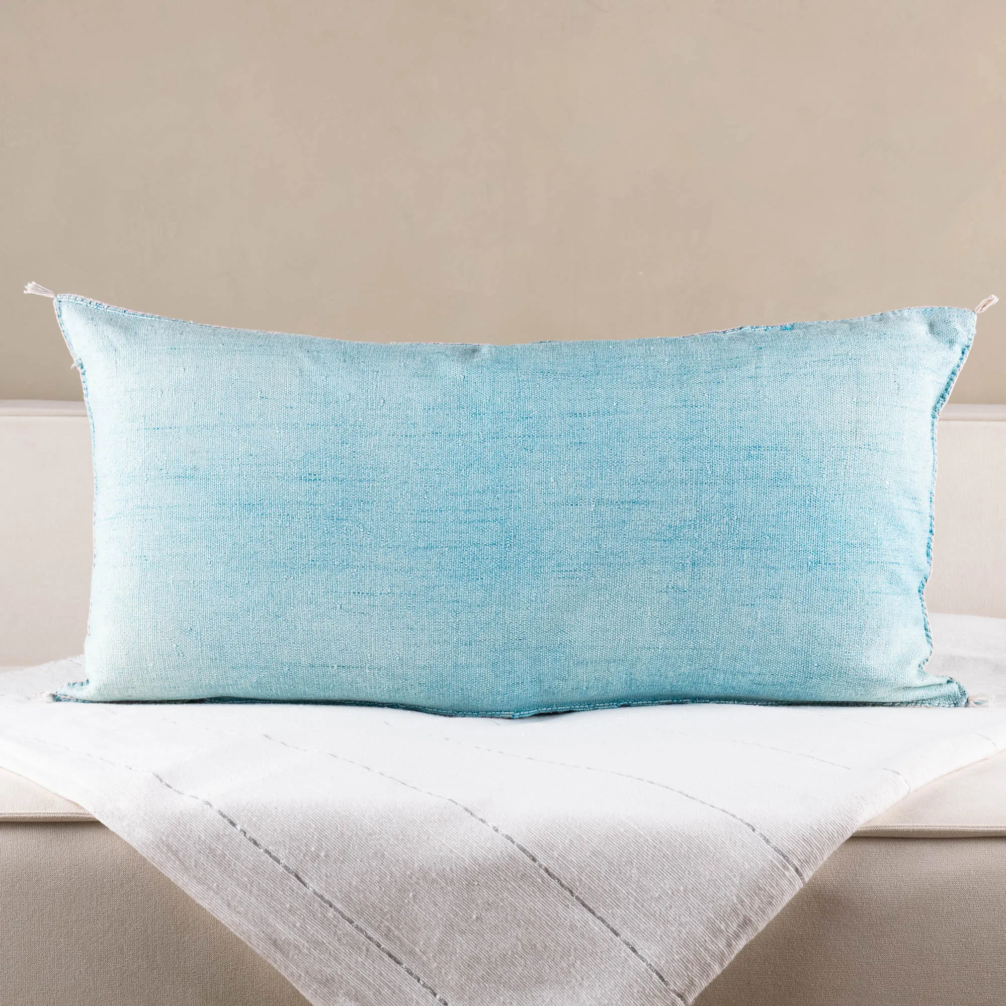 Blue Cactus silk pillow cover