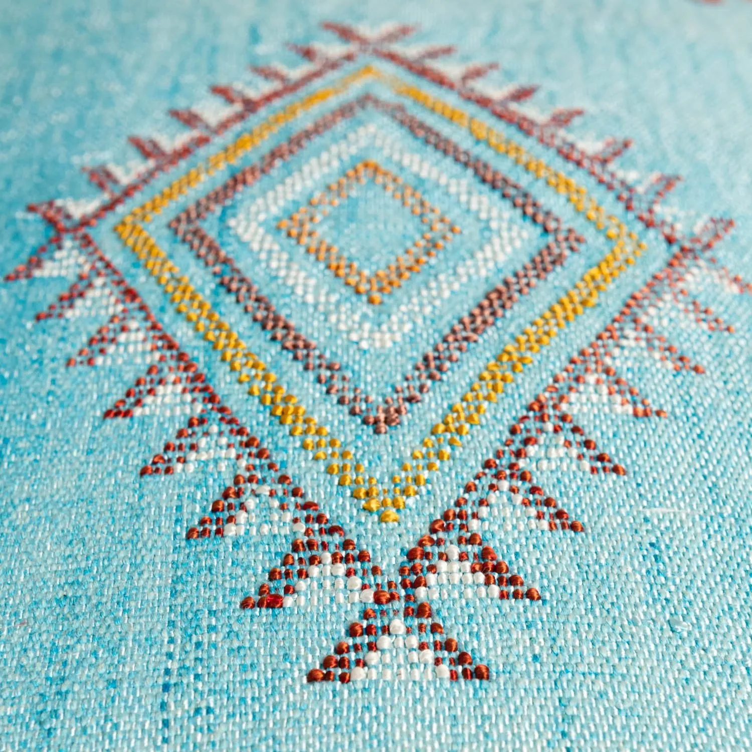 Blue Cactus silk pillow cover