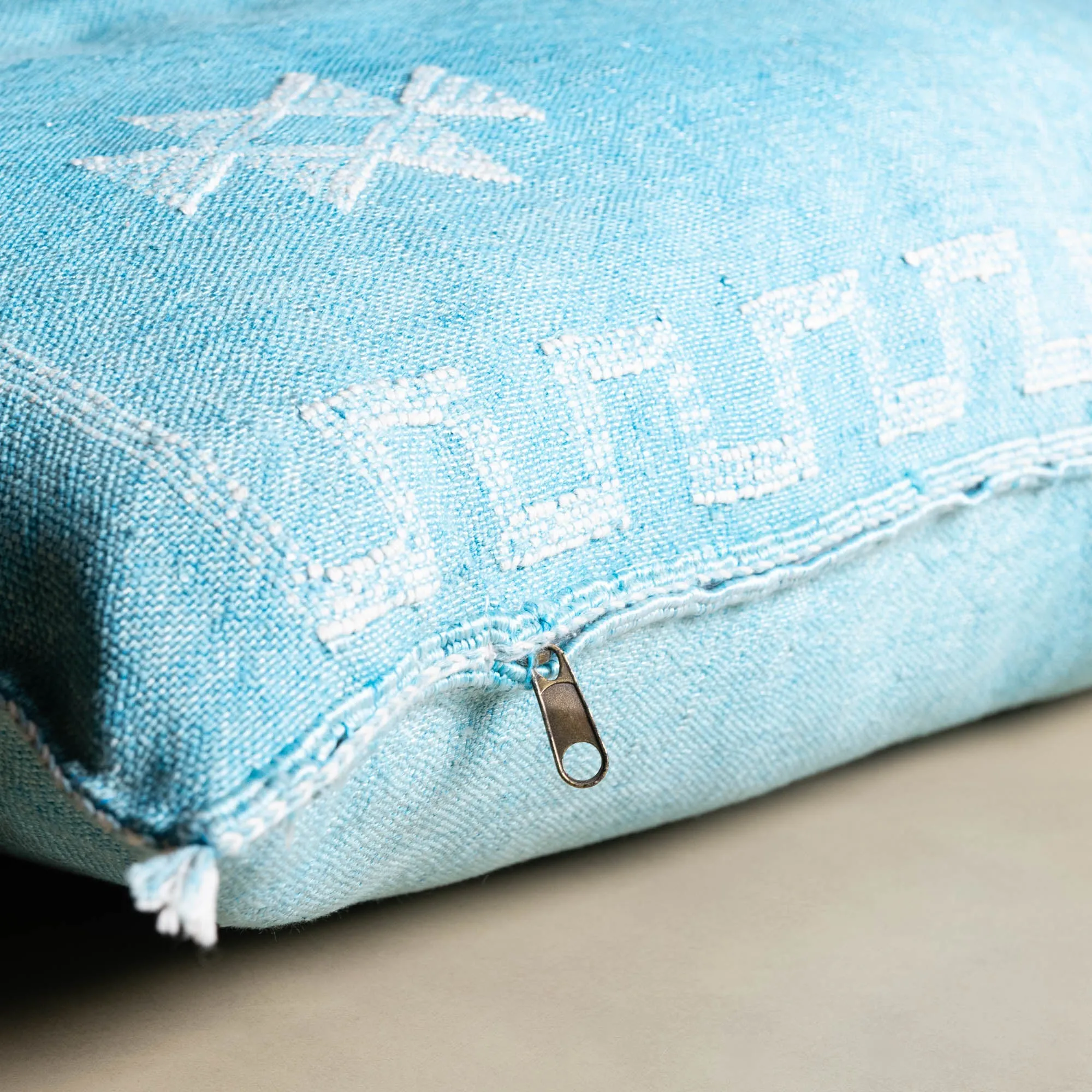 Blue Cactus silk pillow cover