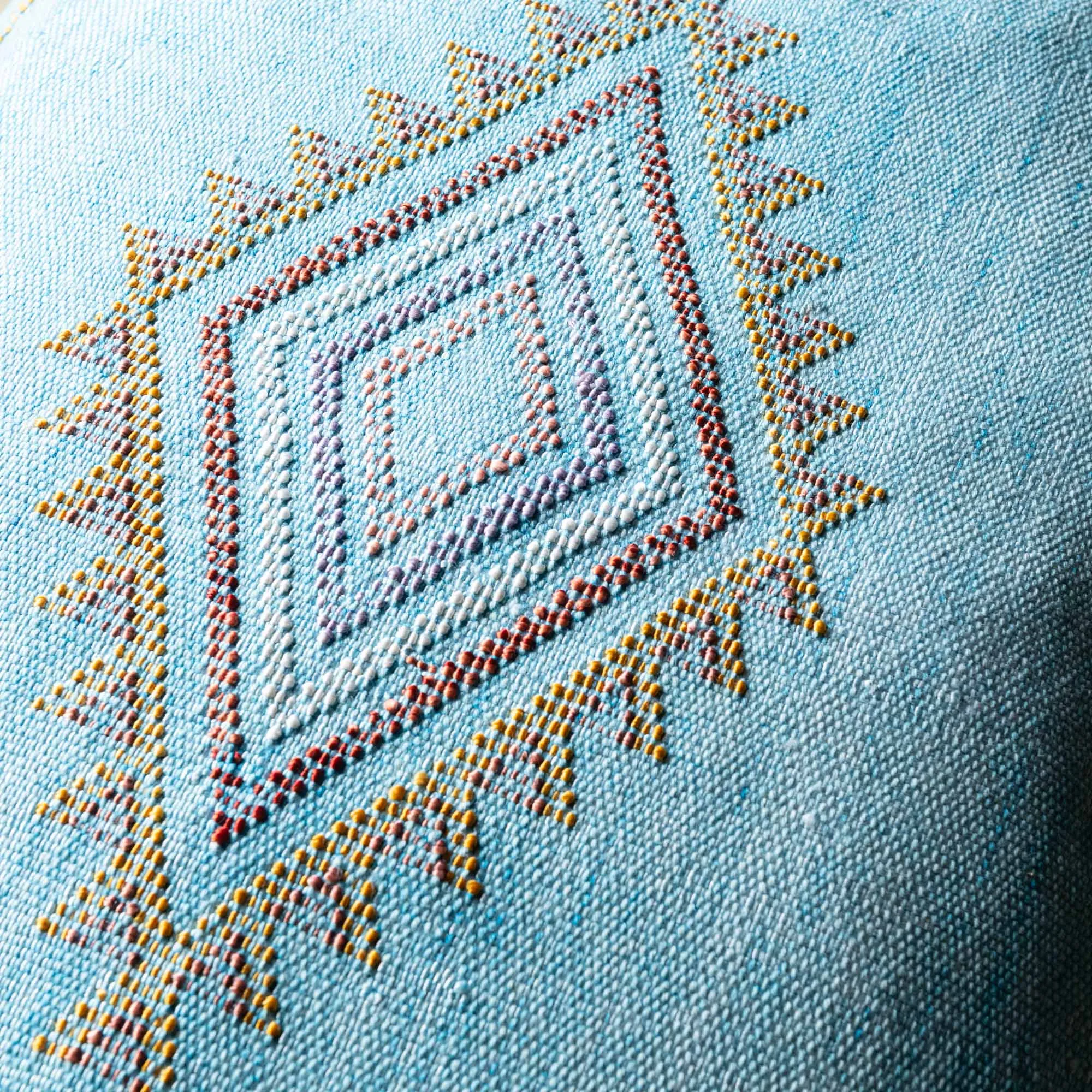 Blue Cactus silk pillow cover