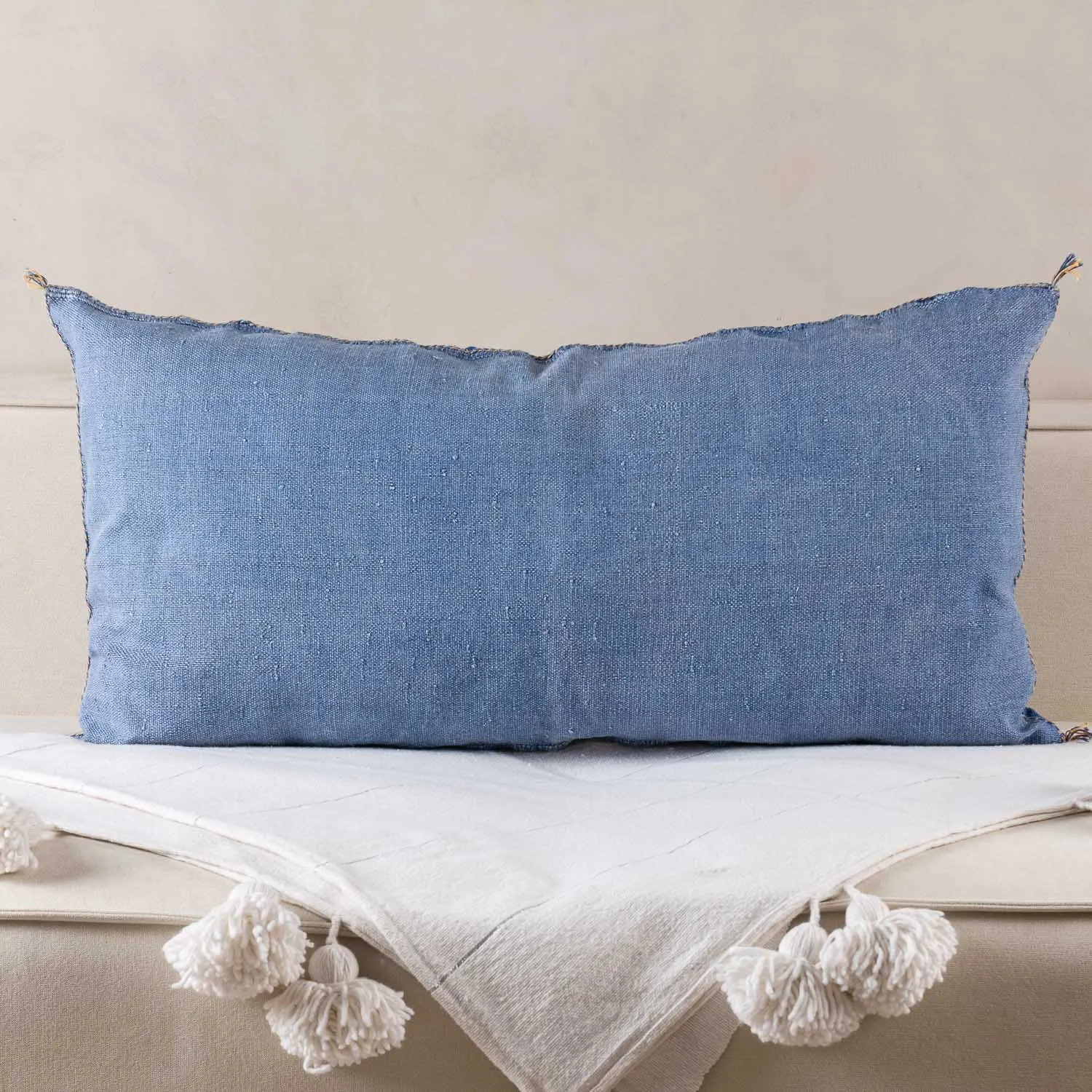 Blue Cactus silk pillow cover