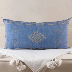 Blue Cactus silk pillow cover