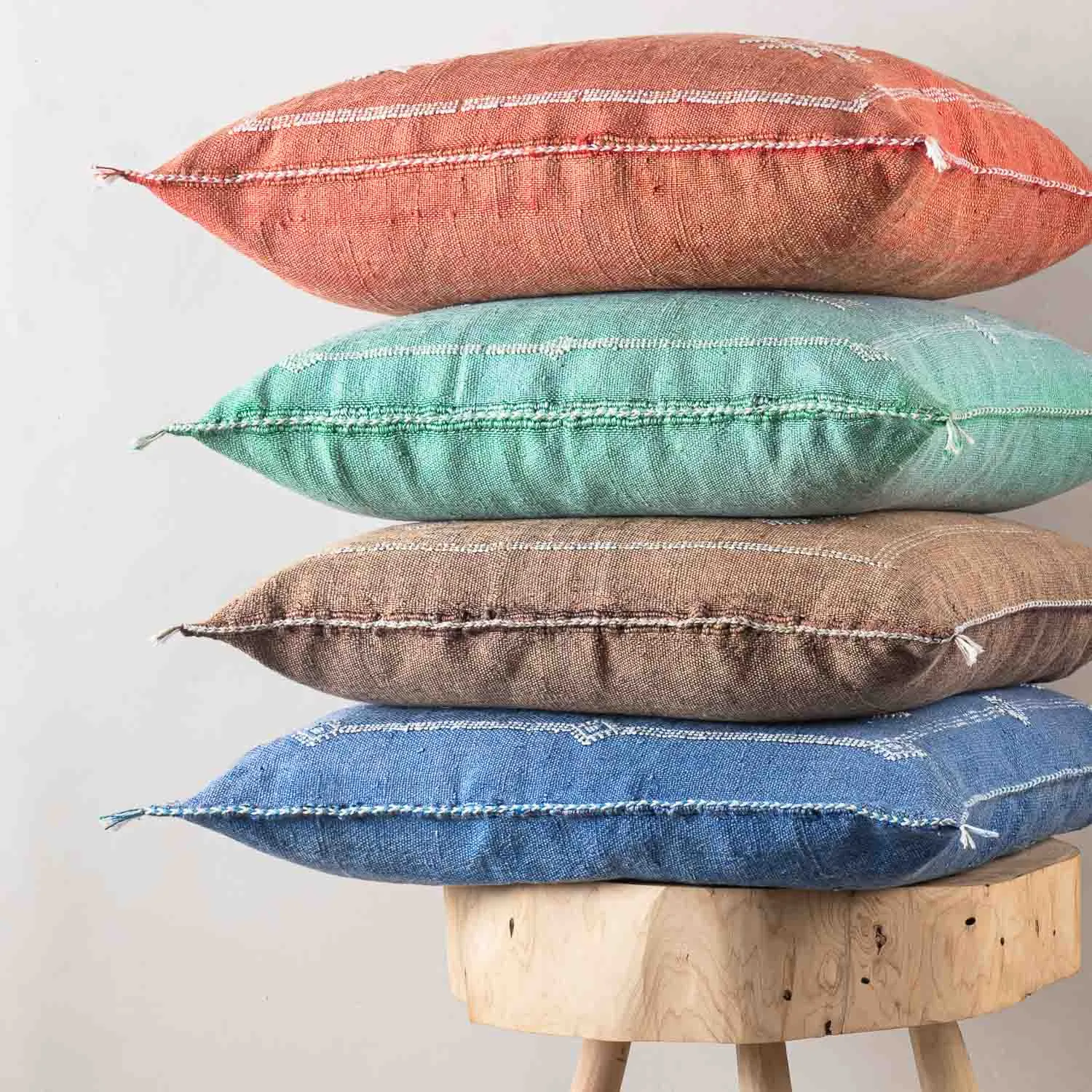 Blue Cactus silk pillow cover
