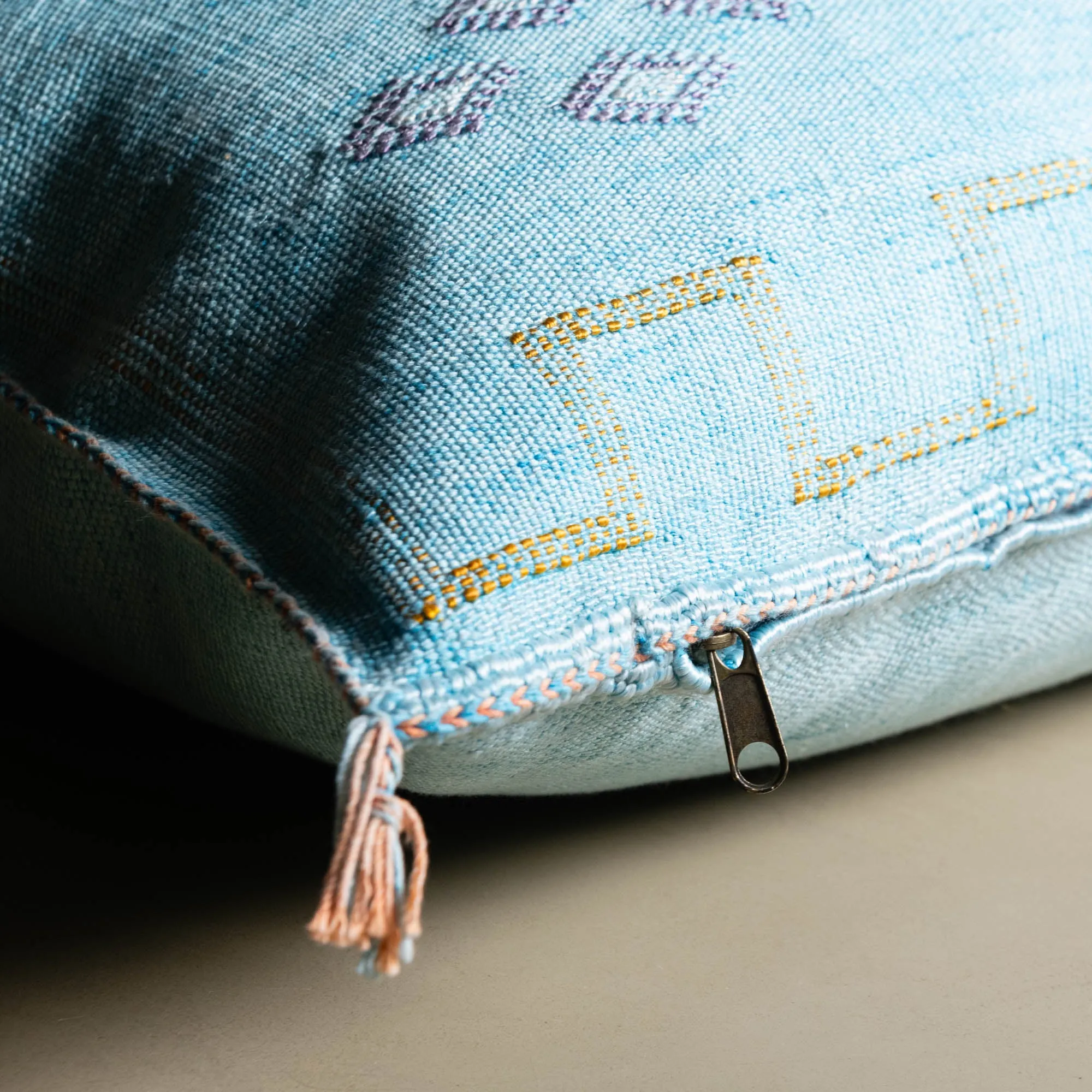 Blue Cactus silk pillow cover