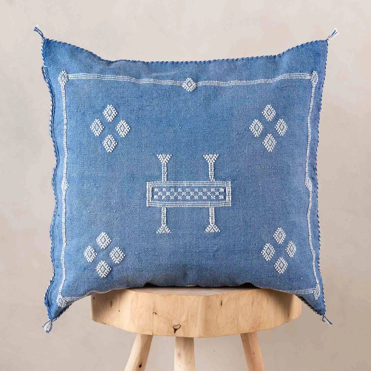 Blue Cactus silk pillow cover
