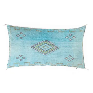 Blue Cactus silk pillow cover