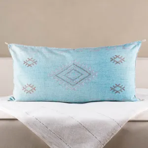 Blue Cactus silk pillow cover