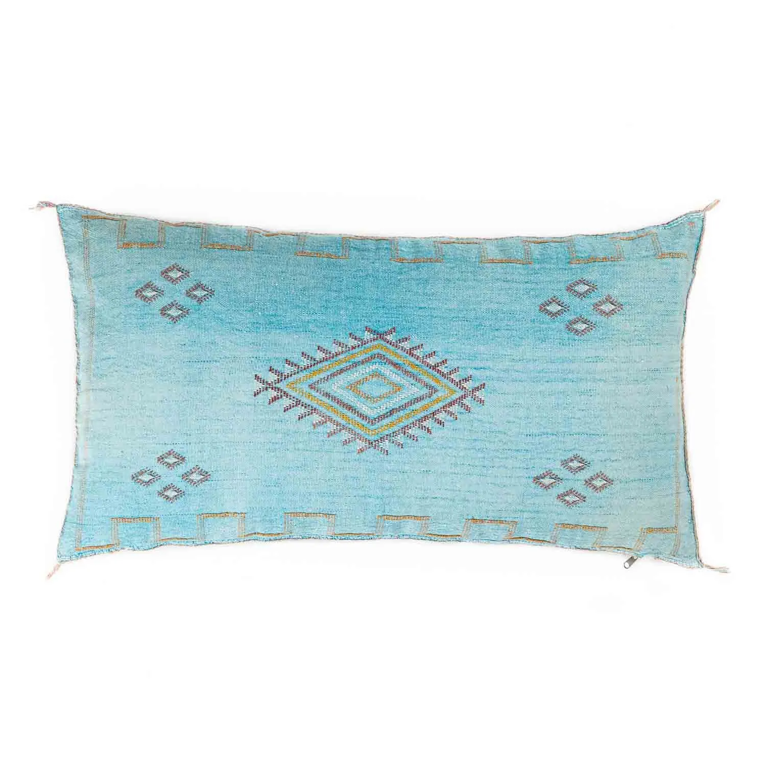 Blue Cactus silk pillow cover
