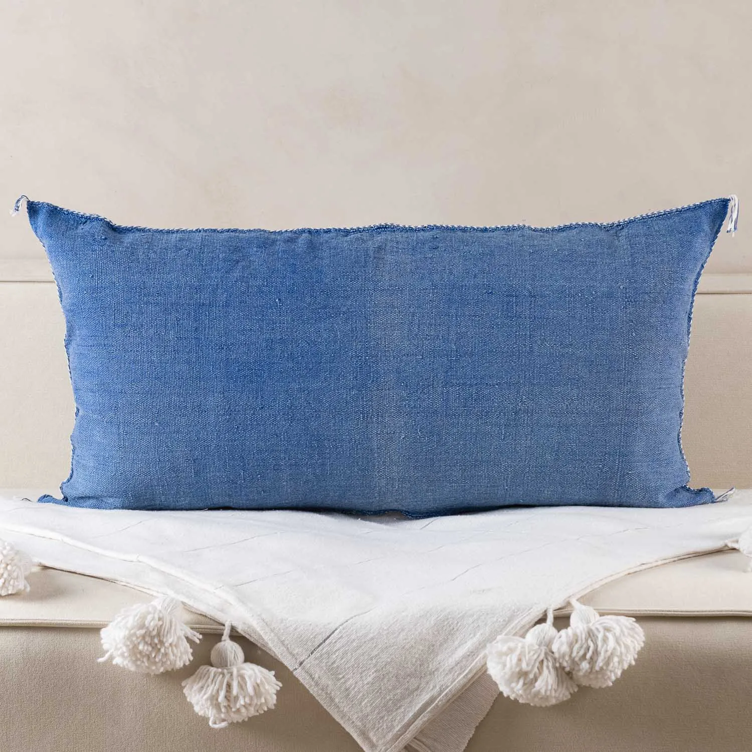 Blue Cactus silk pillow cover