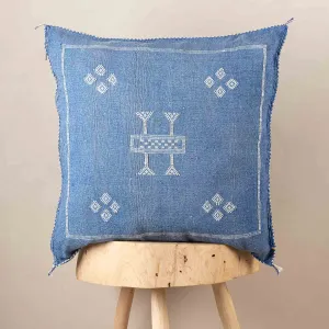 Blue Cactus silk pillow cover
