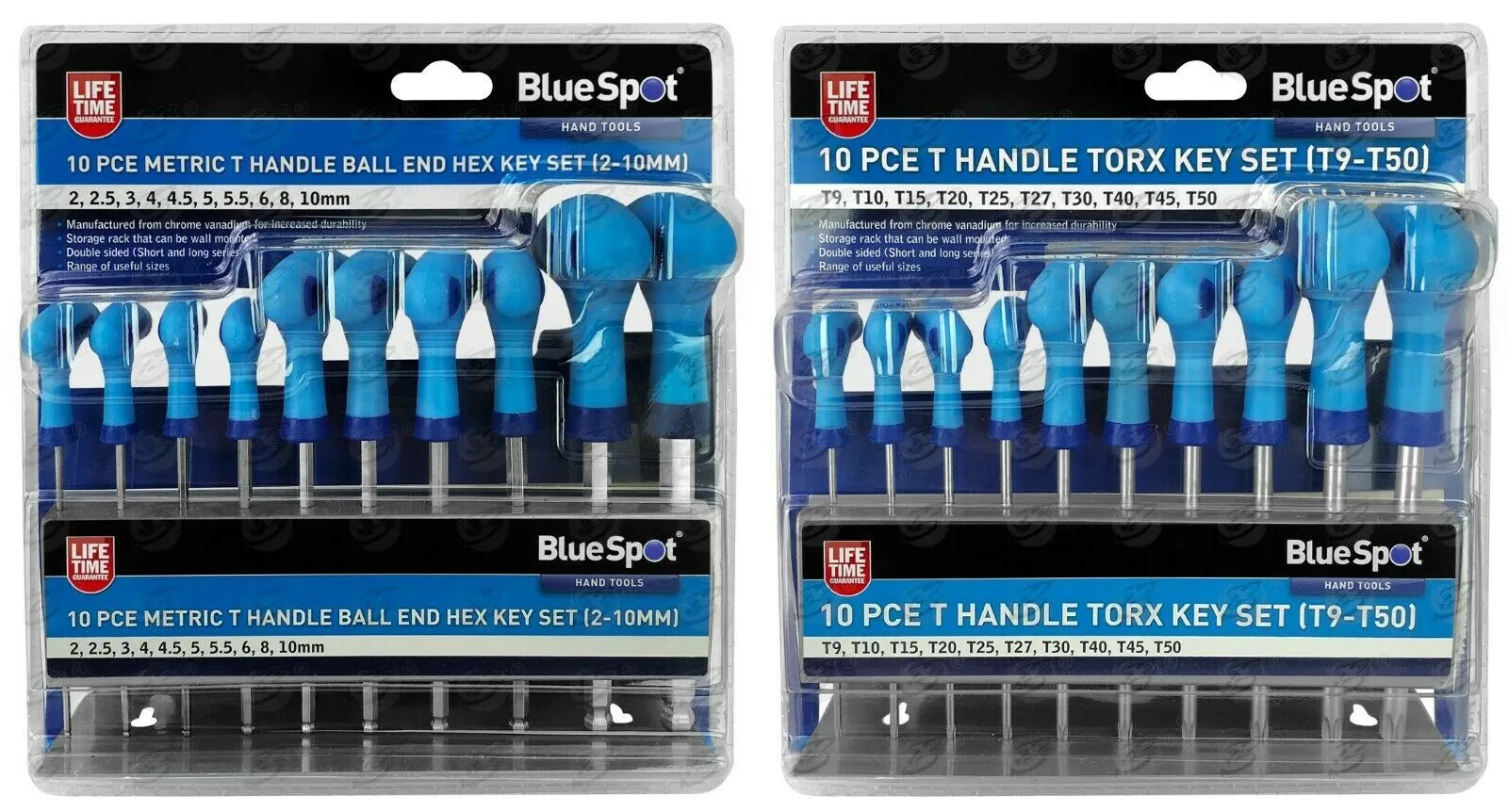 BLUESPOT 20PCS T - HANDLE TORX & HEX KEY SET ( H2 - H10 ) ( T9 - T50 )