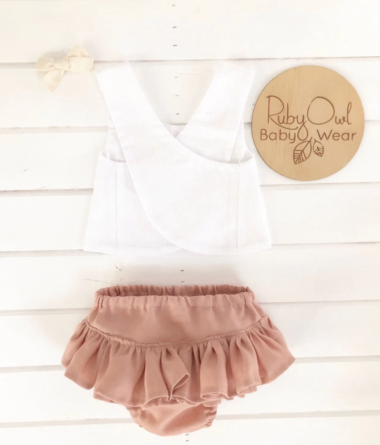 Blush Linen Pinafore Set