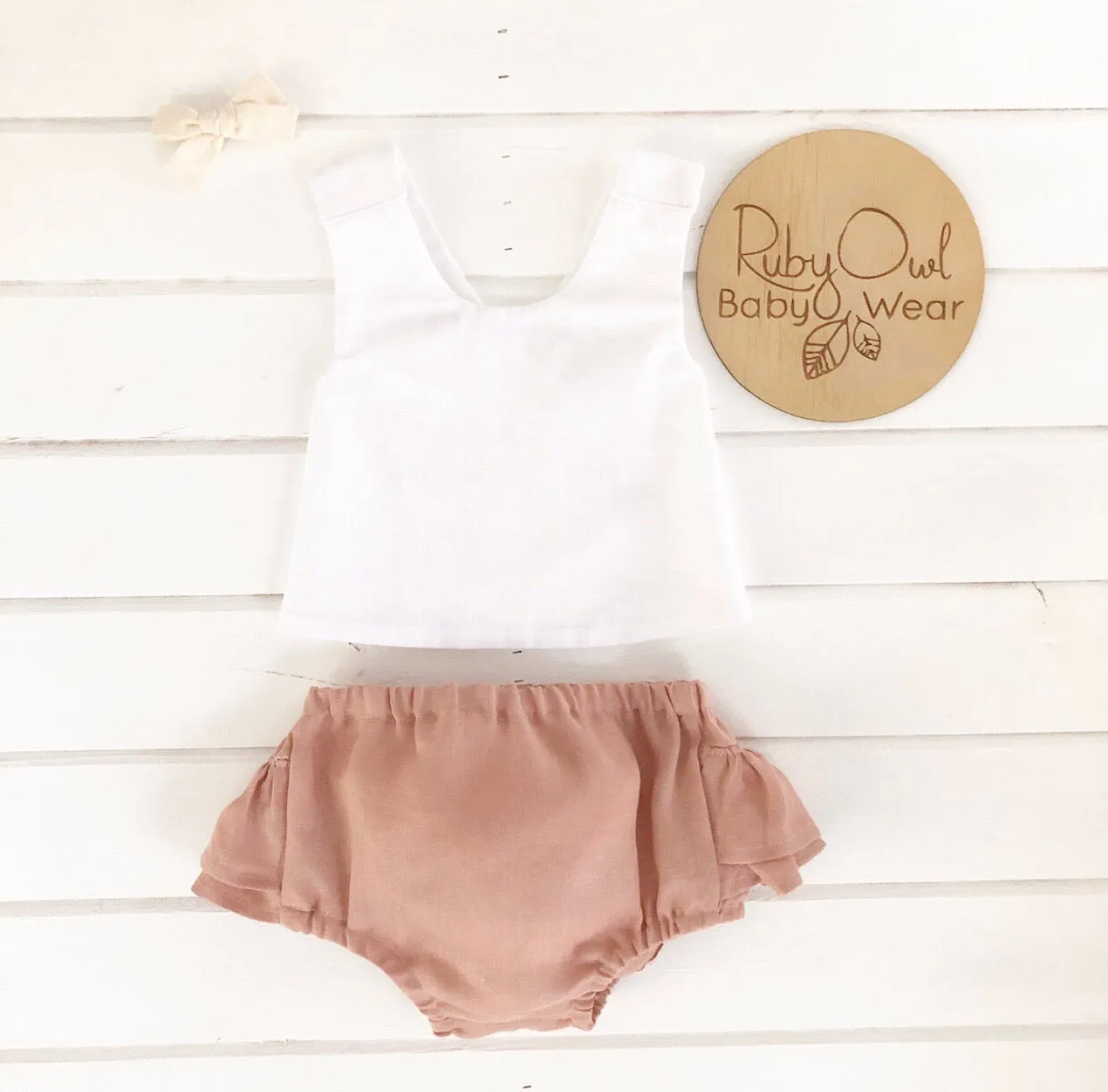 Blush Linen Pinafore Set