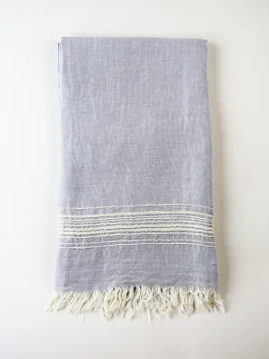 Bodrum Linen Embroidered Stripe Pestamel