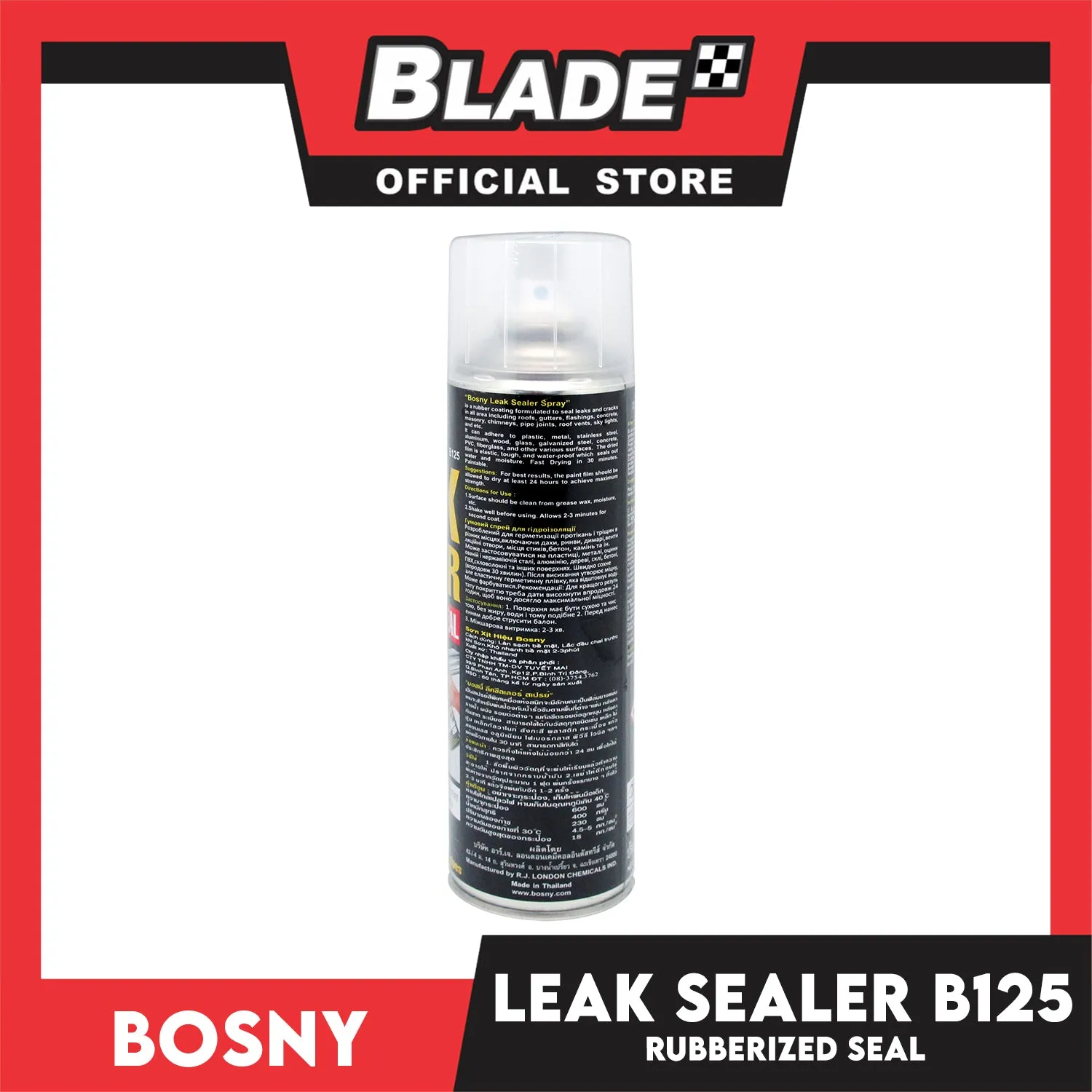 Bosny Spray Paint Leak Sealer B125 Rubber Coating Perfect for Roof, Gutters & Pipes