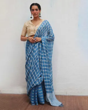 Brishti Handwoven Linen Zari Saree - Jheel