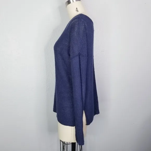 Brochu walker linen navy blue lightweight pullover sweater size xs