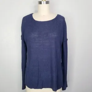 Brochu walker linen navy blue lightweight pullover sweater size xs