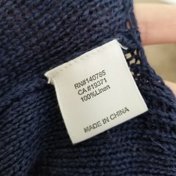 Brochu walker linen navy blue lightweight pullover sweater size xs