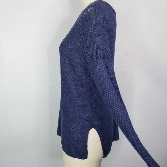 Brochu walker linen navy blue lightweight pullover sweater size xs