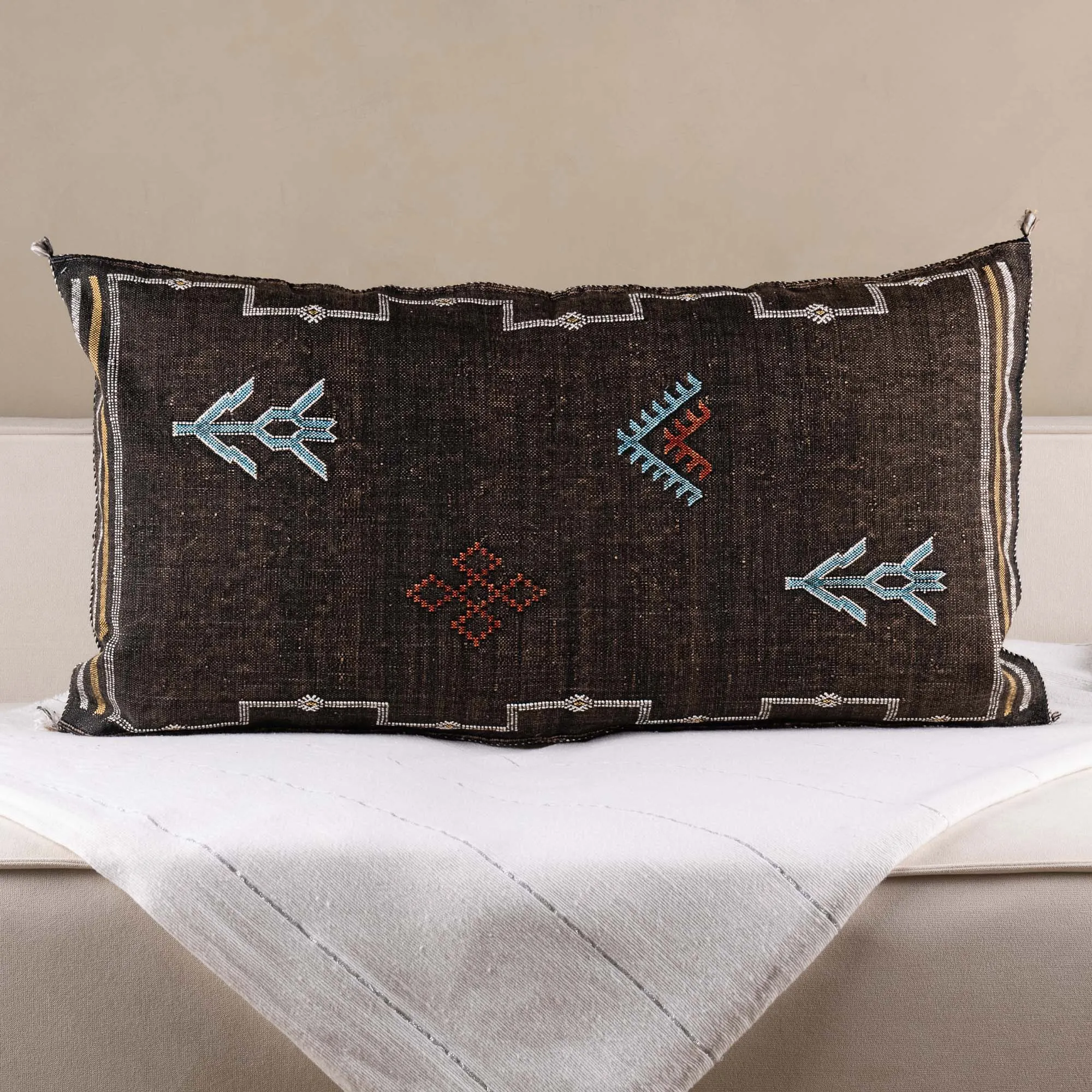 Brown Cactus silk pillow cover