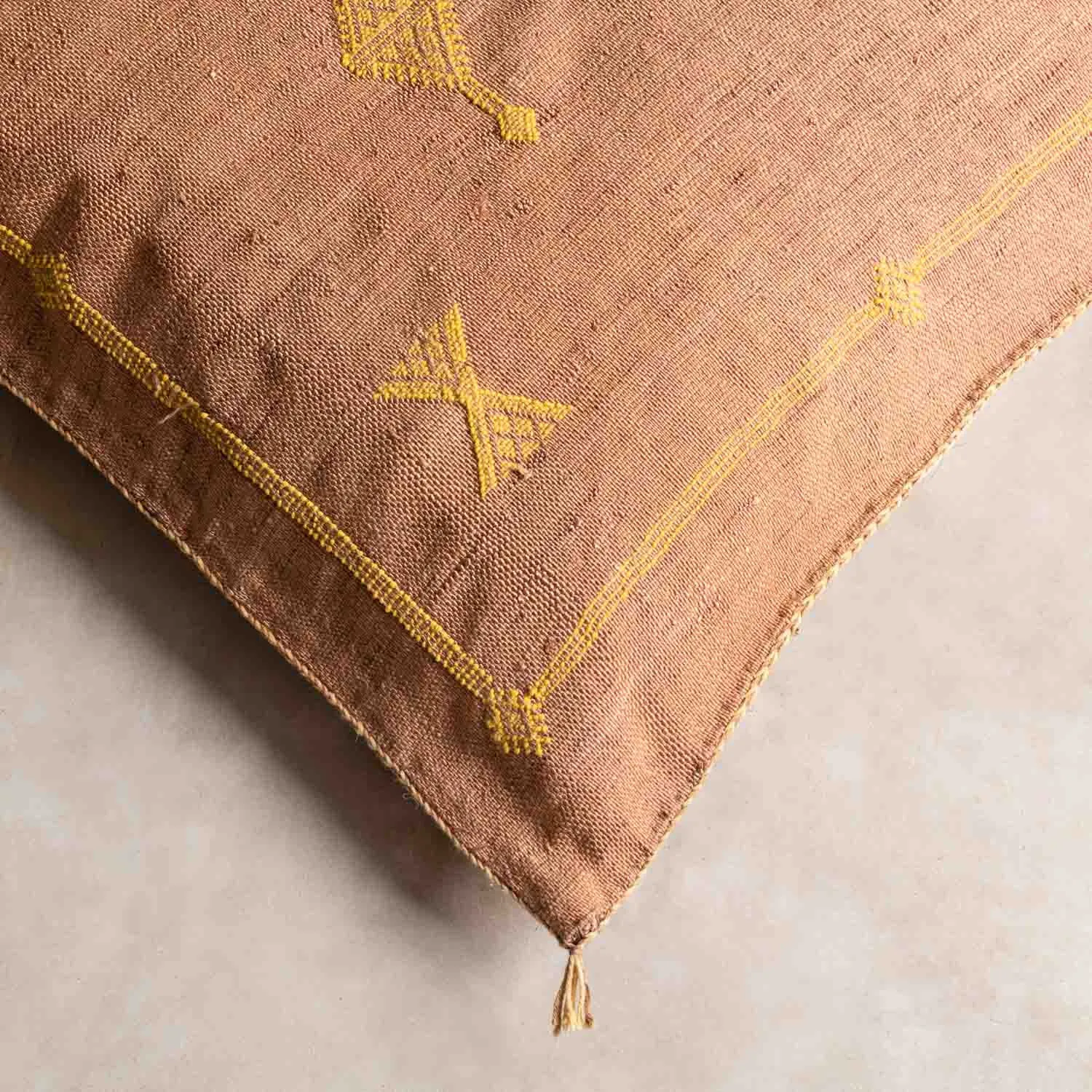 Brown Cactus silk pillow cover